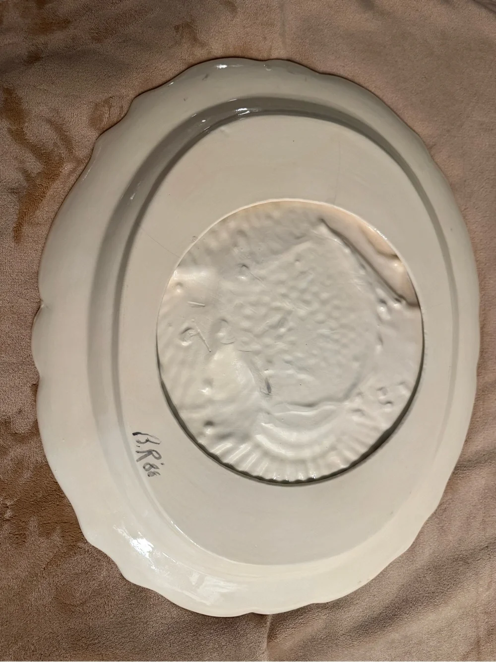 Ceramic Turkey Platter - Brown & Cream Decorative Serving Plate